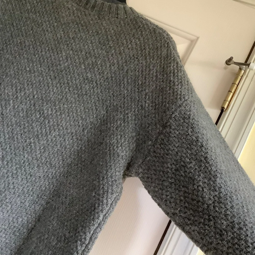 ZARA Men Cable Knit Sweater Gray Green SZ XL